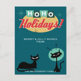 Midcentury Modern Ho Ho Holidays Christmas Feiertagspostkarte