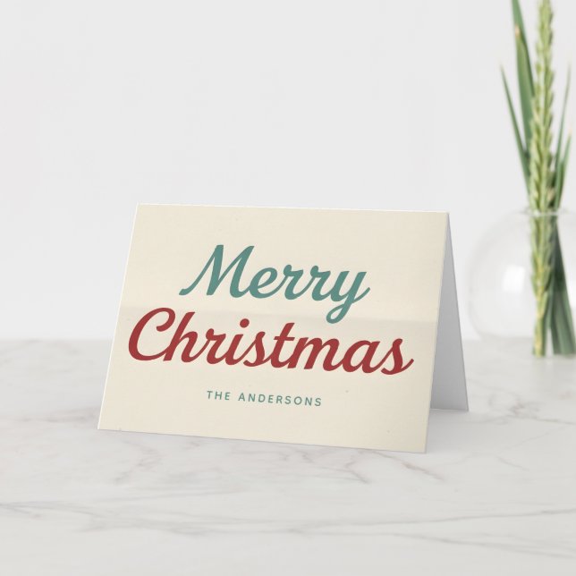 Midcentury Modern Minimal Script Frohe Weihnachten (Vorderseite)