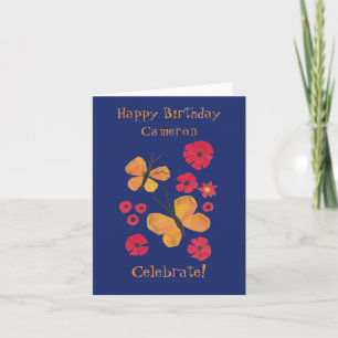 MidCentury Modern Orange Butterfly Niedliche Gebur Karte