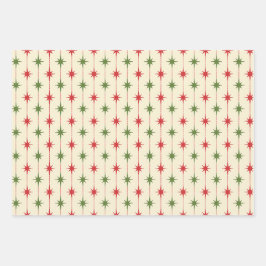Midcentury Modern Retro Christmas Starbursts Geschenkpapier Set