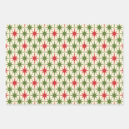 Midcentury Modern Retro Christmas Starbursts Geschenkpapier Set