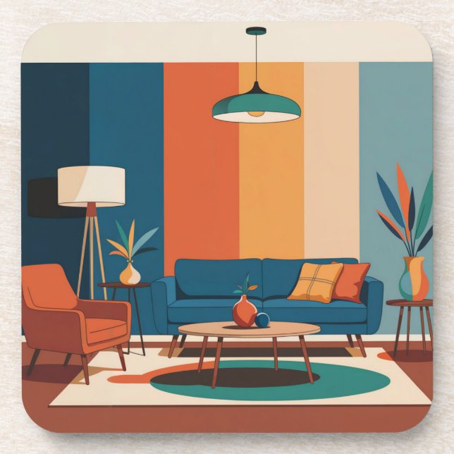 MidCentury Modern Room Untersetzer Set (Vorderseite)