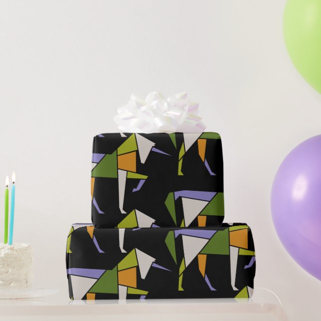 MidCentury Modernes Abstraktes Unicorn Tangram Ani Geschenkpapier (Partygeschenke)