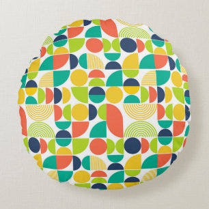 MidCentury Modernes Vintages Retro Abstrakte Kunst Rundes Kissen