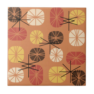 Midcentury Pattern Oblongs Autumn Orange Fliese