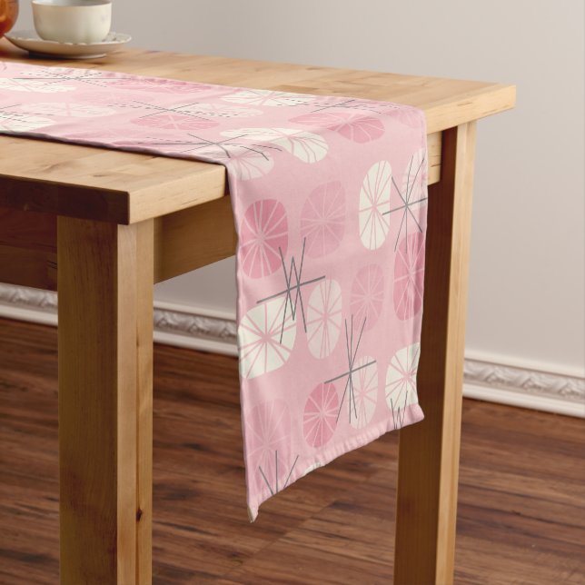 Midcentury Pattern Oblongs Pink Vanilla Kurzer Tischläufer (Beispiel)