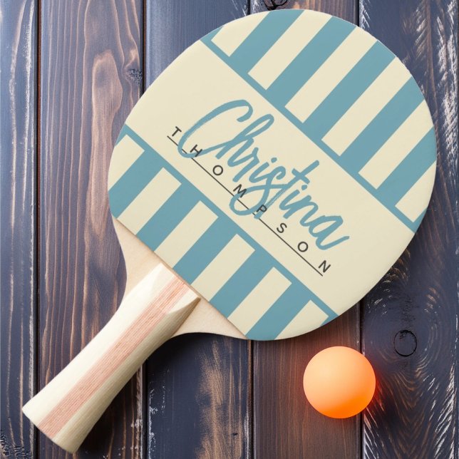 MidCentury Polo Candy Striping Warmes Aqua Nachmit Tischtennis Schläger (Von Creator hochgeladen)
