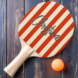 MidCentury Polo Striping Blood Orange Painted Name Tischtennis Schläger