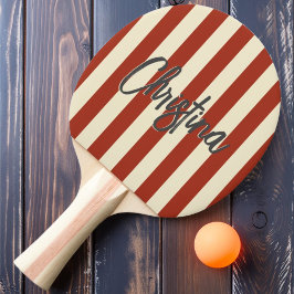 MidCentury Polo Striping Burnt Sienna Gemälde Name Tischtennis Schläger