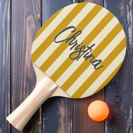 MidCentury Polo Striping Golden Ochre Gemälde Name Tischtennis Schläger