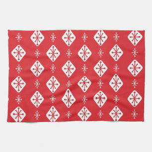 Midcentury Starbursts Diamonds Red Geschirrtuch