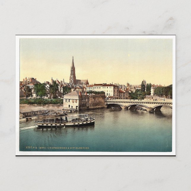 Middle Bridge, Metz, Elsass Lothringen, Deutschlan Postkarte (Vorderseite)