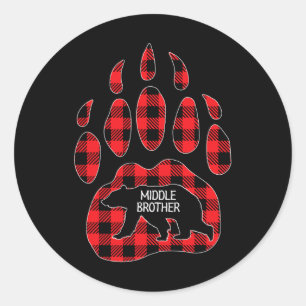 Middle Brother Bear Red Buffalo Middle Broth Runder Aufkleber