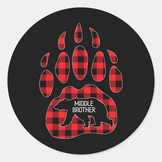 Middle Brother Bear Red Buffalo Middle Broth Runder Aufkleber (Vorderseite)