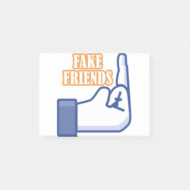 Middle Finger Fake Friends Post-it Klebezettel (Vorderseite)