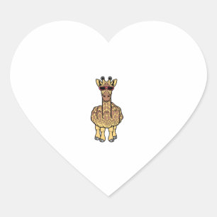 Middle Finger Giraffe Funny Offensive Rude Safari Herz-Aufkleber