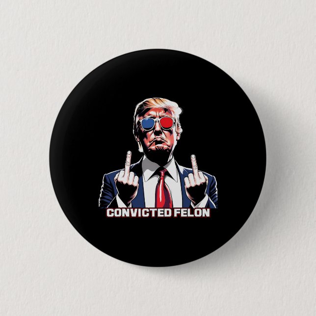 Middle Finger Ich stimme für den verurteilten Felo Button (Vorderseite)