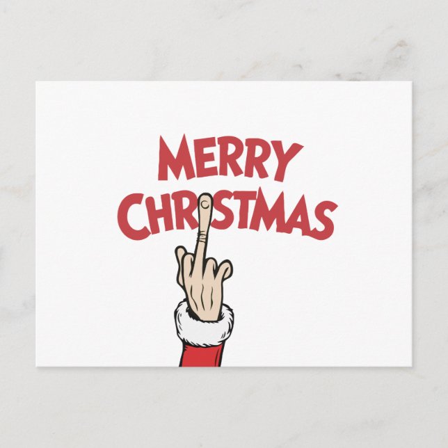Middle Finger Merry Christmas Feiertagspostkarte (Vorderseite)