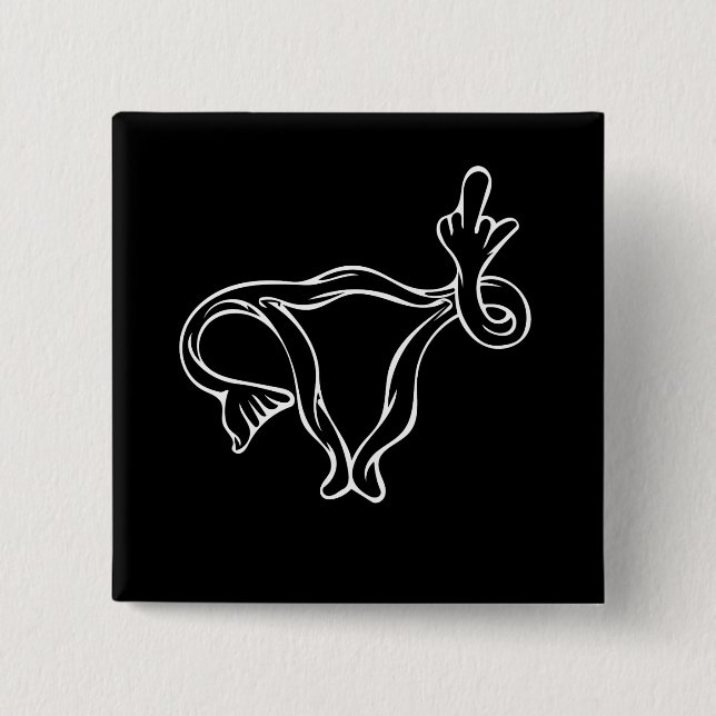 Middle Finger Uterus Pro-choice Button (Vorderseite)