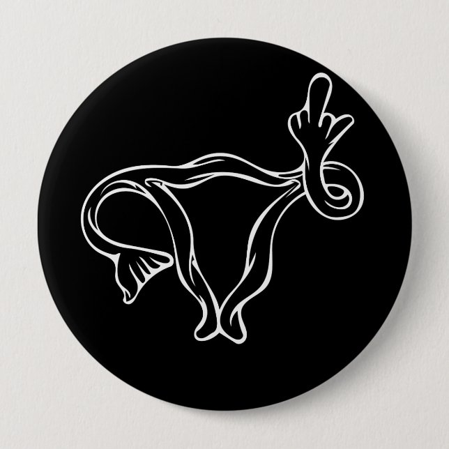 Middle Finger Uterus Pro-choice Button (Vorderseite)