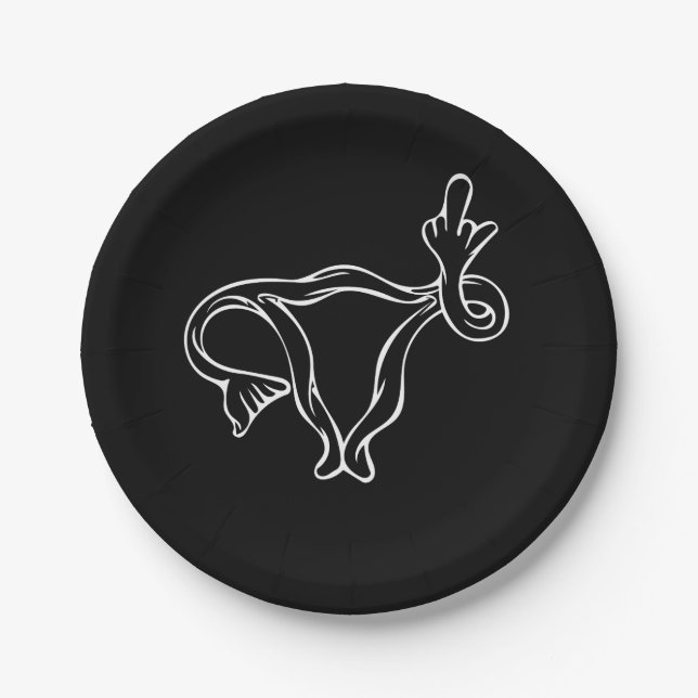 Middle Finger Uterus Pro-choice Pappteller (Vorderseite)