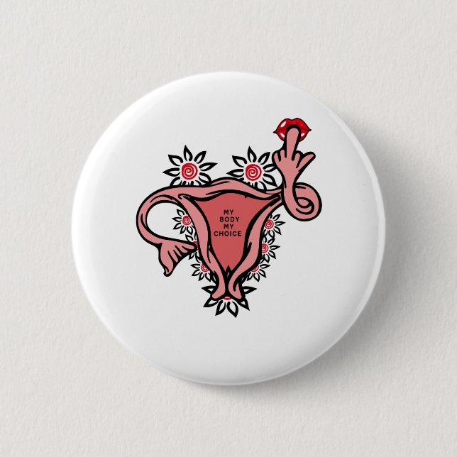 Middle Finger Uterus Protect Roe v. wade Button (Vorderseite)