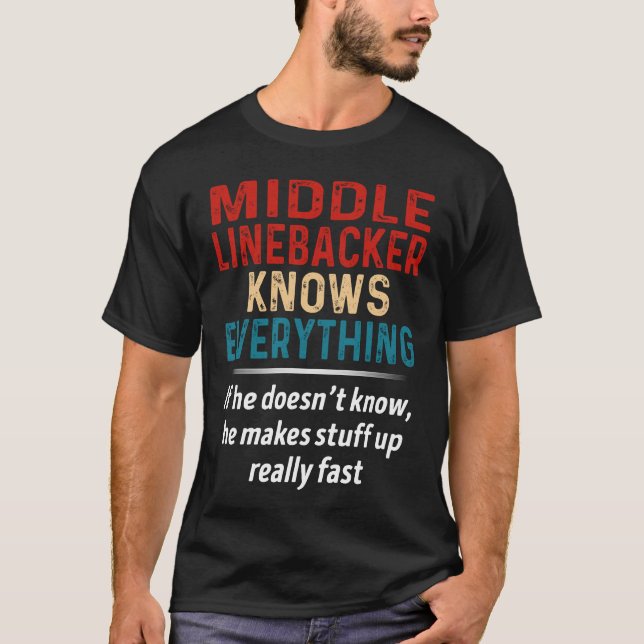 Middle Linebacker weiß alles T-Shirt (Vorderseite)