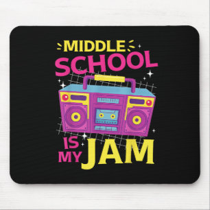 Middle School ist mein Jam Retro 80er Boombox 1 Ta Mousepad