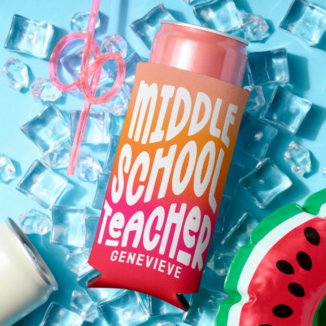 Middle Scool Teacher Red Orange Ombre Selters Dosenkühler (In Situ Sommer)