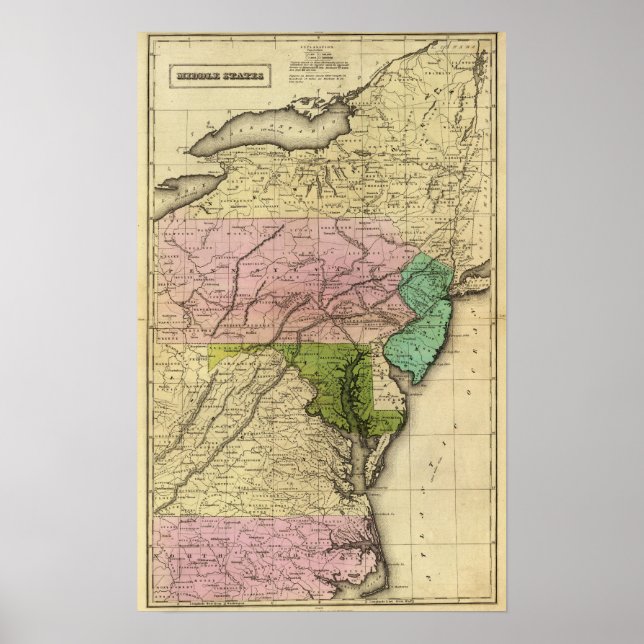 Middle Staaten Olney Map Poster (Vorne)