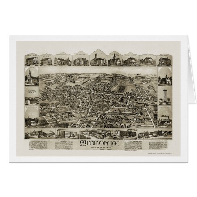 Middleborough, panoramische Karte MAs - 1889 (Vorderseite (Horizontal))