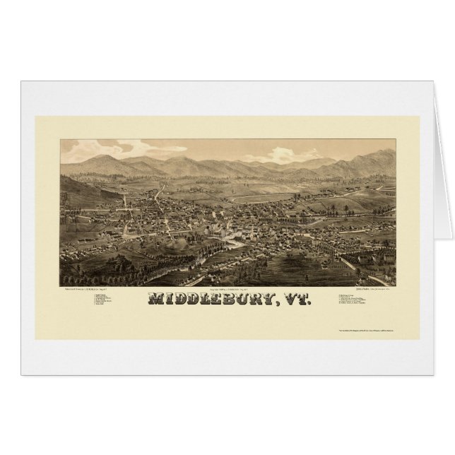 Middlebury, carte panoramique de VT - 1886 (Devant horizontal)