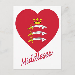 Middlesex Flag Herz mit Name Postkarte