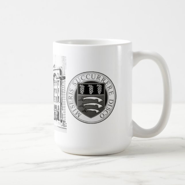 Middlesex-Krankenhaus-Tasse mit B/W Radierung u. Kaffeetasse (Rechts)