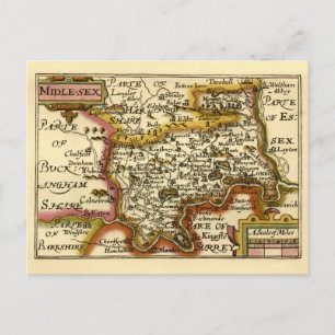 Middlesex Middle Sex Landkreis England Old Atlas M Postkarte