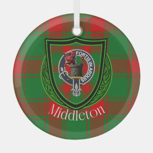 Middleton-Schottischer-Clan-Tartan & Wappen Ornament Aus Glas