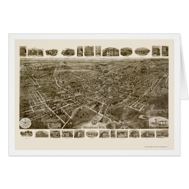 Middletown, carte panoramique de NY - 1921 (Devant horizontal)
