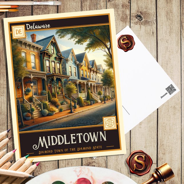 Middletown, Delaware | Carte postale Vintage (Créateur téléchargé)
