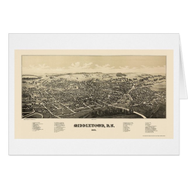 Middletown, NY panoramische Karte - 1887 (Vorderseite (Horizontal))