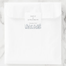 Midern Gray Florals Wedding Vielen Dank Quadratischer Aufkleber