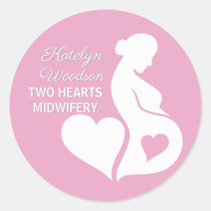 Midfrau Beautiful Pregnancy Business Pink Runder Aufkleber