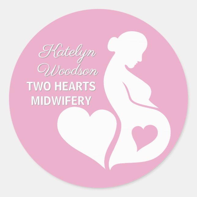 Midfrau Beautiful Pregnancy Business Pink Runder Aufkleber (Vorderseite)