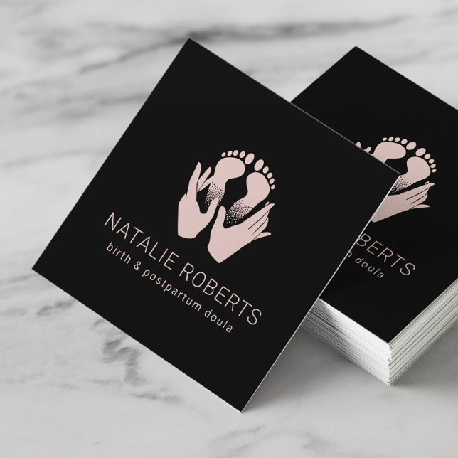 Midfrau Doula Birth Coach Hands & Baby Feet Quadratische Visitenkarte (Von Creator hochgeladen)
