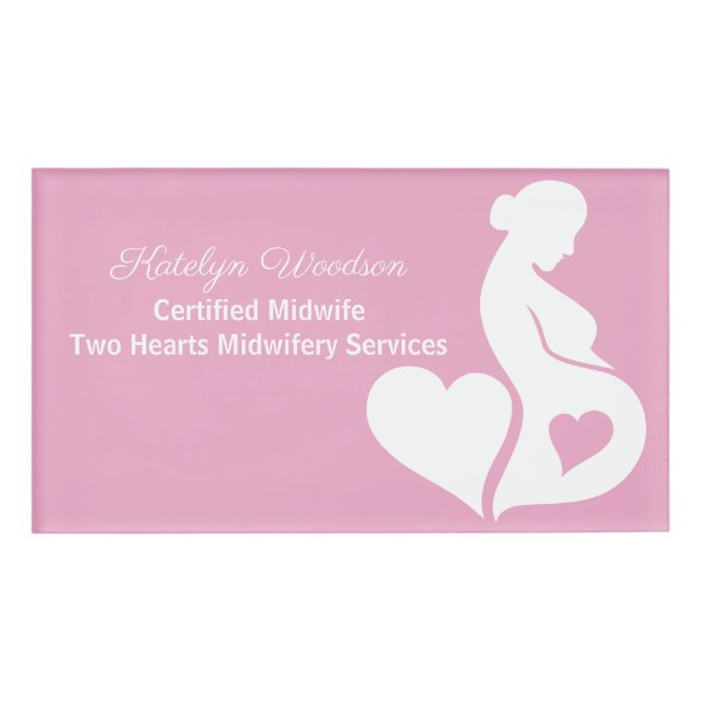 Midfrau Doula Pink Pregnancy Business Pink Namenschild (Vorderseite)