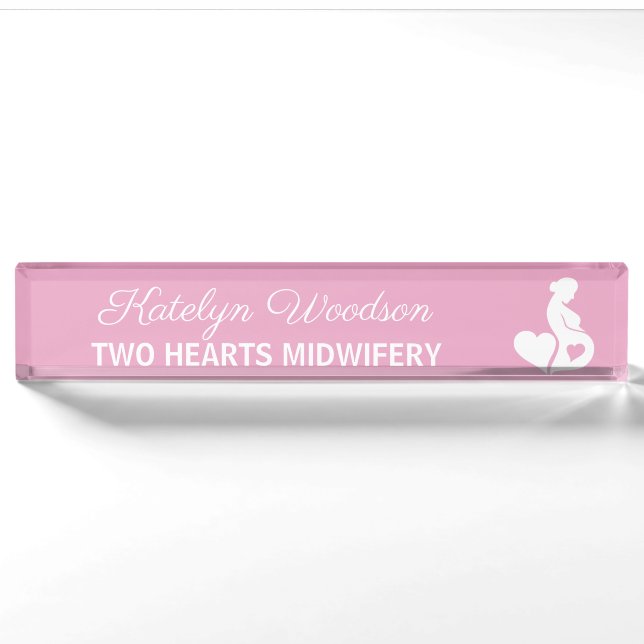 Midfrau Doula Schönes Business Pink Namensplakette (Vorderseite)