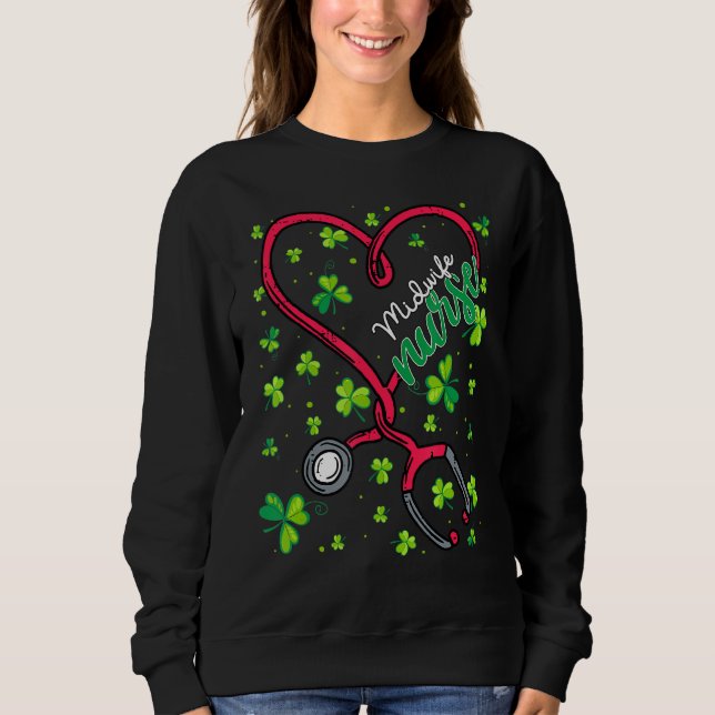 Midfrau Nurse St Patricks Day Liebe Stethoscope Rn Sweatshirt (Vorderseite)