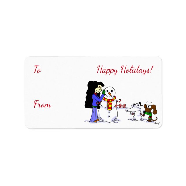 Midge "Happy Holidays" Geschenketiketten Adressaufkleber (Vorne)