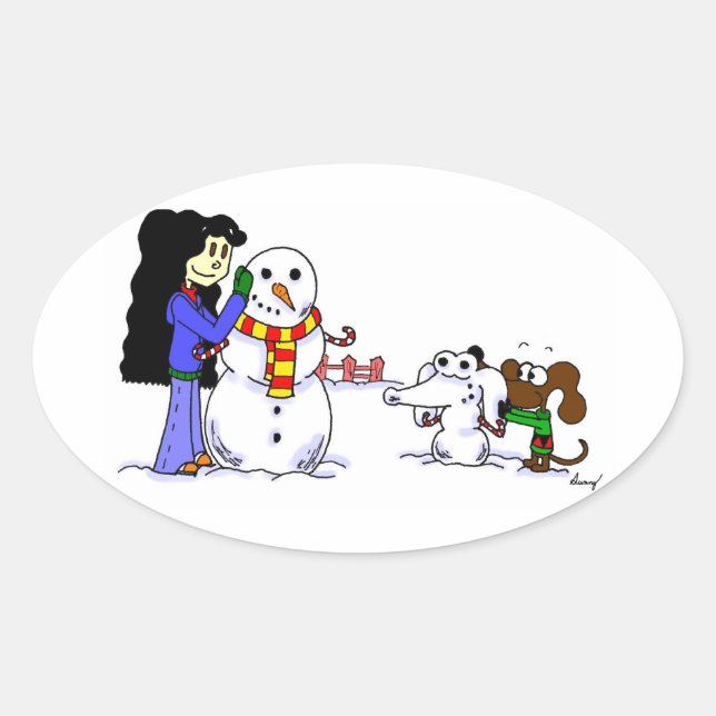 Midge Playing in Snow Stickers - Anpassen (Vorderseite)