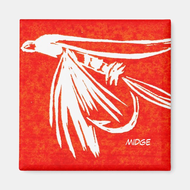"Midge Red" Trout Fly Art Magnet (Vorne)