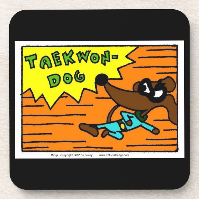 Midge TAEKWON-DOG-Untersetzer - Set von 6 Jahren Getränkeuntersetzer (Vorderseite)